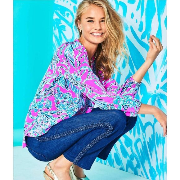 Lilly Pulitzer Denim - Lilly Pulitzer South Ocean Bay Ave wash stretchy cropped flare jeans